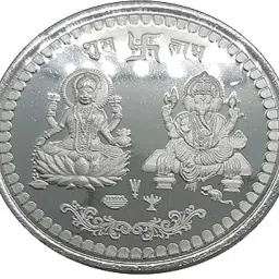 20 g Subh Laxmi and Ganesh Auspicious Wealth Pure Silver Coin Decorative Showpiece - 4 cm-image-18