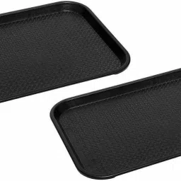 Rectangular Plastic Serving Tray | Combo of 2 black Tray-17