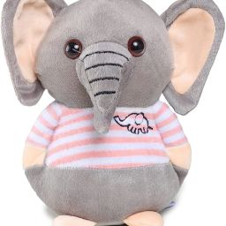 Soft Animal Plush Elephant Toy 20cm, Grey and Pink - 20 cm-image-47