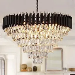 k9 Crystal Black Gold polish metal 600mm chandelier hanging ceiling jhoomer Chandelier Ceiling Lamp-25