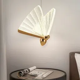 LED Butterfly Bedside Hanging Pendant Ceiling Lamp- Warm White, Gold Pendants Ceiling Lamp-picture-21