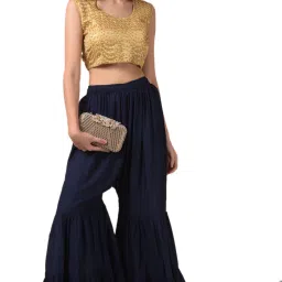 Women Regular Fit Blue Viscose Rayon Trousers-image-20