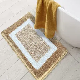 Beige Abstract Microfibre 32x20 Inches Super Soft Bath Mat by ROSEATE-picture-35