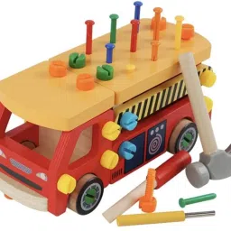 Wooden Toddler Fire Truck Tool Set for Boys-image-6