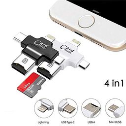 smars 4 in 1 OTG Card Reader for Lightning to Micro SD/TF Card Readers Adapter for Lightning Type C Micro USB & USB Card Reader image 4