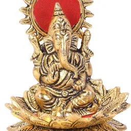 Lord Ganesh Sitting on Lotus Flower Decorative Showpiece - 14.5 cm-image-6