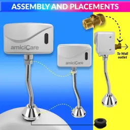 amicicare Automatic Urinal Sensor, Wall-Mounted Touchless Infrared Flush Valve Sensor Flush Tank image 3