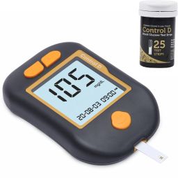 Advanced Glucose Blood Sugar Testing Machine with 25 Strips Black Orange Glucometer-7