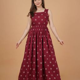 Women Fit and Flare Maroon Maxi/Full Length Dress-image-62