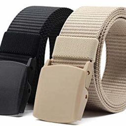 Men Casual, Formal, Party Black, Beige Canvas Belt-image-59