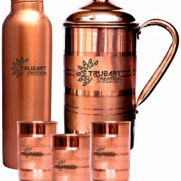 1 Bottle (1Ltr.), 1 Jug (1.5Ltr.), 3 Glass (300Ml) 5-Piece, Brown Jug Bottle Glass Set-image-1