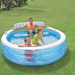 Inflatable Swim (IND*74) Center Family Lounge Pool with Built-in Bench- 57190 Inflatable Swimming Pool-1