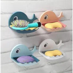 Fish Shape Cute Adhesive Waterproof Wall Mounted Soap Dish(PACK OF 1)-image-75