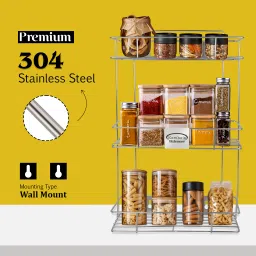Containers Kitchen Rack 3 Layer Wall Mount Stainless Steel Multipurpose Storage Rack/Shelf, Kitchen Rack Steel-image-48