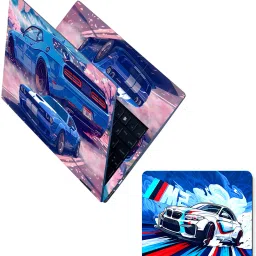 Flipkart SmartBuy Combo of Full Body Laptop Skin and Mouse Pad - Dodge Challenger Blue Muscle No Residue Removable Self Adhesive Vinyl Reusable Laptop Skin Compatible for 15.6 inch-image-78