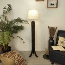 symplify Damien Wooden Floor Lamp with Jute Shade & Brown Base-picture-5