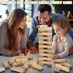 tvm 54 Pcs Wooden Blocks Stacking & Balancing Tower Games Tumbling Tower Puzzle Toys image 2