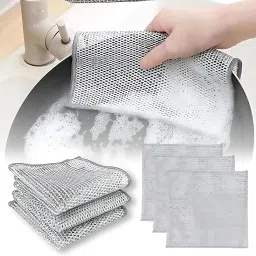 Reusable Wire Cleaning Cloth for Kitchen, Cleaning Scrubber Dish Cloth Dry Nylon Cleaning Cloth-image-75