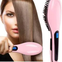 AKHAND SALES 3 In 1 Straightening LCD Screen With Temperature Control Display Fast Hair Straightener Brush Professional Ceramic Hair Straightener Brush Fast Detangling Electric Comb, Digital Display, Massage Straightening Anti Static Anti Scald Hair Straightener Brush-62