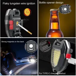 havenflix 4 in 1 Keychain LED Rechargeable Flashlights with Lighter Keychain Flashlights, LED Rechargeable Flashlights with Lighter Pocket Lighter image 2