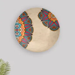 quirk india Beige Ceramic Mandala Art Deocrative Wall Plate-picture-1