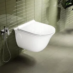 Ceramic Wall Hung Mirror Toilet Rimless Commode With Soft Closing Seat - 20x14x15 Inch Western Commode-image-10