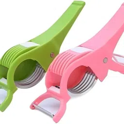 Vegetable Cutter & Fruit Multi Cutter Green-Pink Pack of 2 Vegetable & Fruit Slicer-image-2