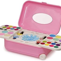 2 in1 Cosmetic Makeup Palette and Nail Art Kit for Kids with Portable Trolly Bag-image-77