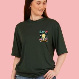 kasendra Women Printed Round Neck Polycotton Green T-Shirt-picture-46