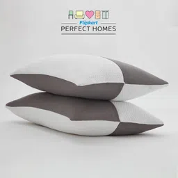 flipkart perfect homes Luxury 16x24 Inch Grey and White Microfibre Geometric Sleeping Pillow Pack of 2-picture-14