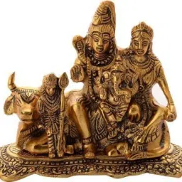 shiv parivar, brass shiv parivar, shiv parivar statue shiv parivar idol shiv pariwar murti shiv parivar with shivling / brass idols, brass god idols Decorative Showpiece-14 cm-image-37