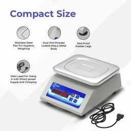 MCP Cynor SS 30kg x 1g Accuracy, Chargeable Front & Back Display for Shops kitchen Weighing Scale image 5