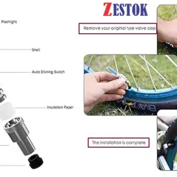 zestok Bicycle Combo Of Cycle Front Light with Horn Tail Light and Tyre Valve Light LED Front Rear Light Combo image 5