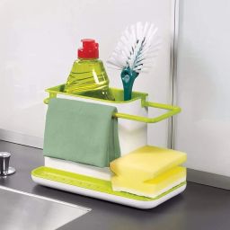 Dish Drainer Kitchen Rack 3 in 1 Kitchen Sink Organizer for Dishwasher Liquid, Plastic-image-107