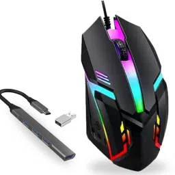 ENTWINO ENTWINO combo of C Type USB Hub with 4 Ports & D1 Black LED Backlight ENTENT-combo of C Type-mouse USB Cable-image-35