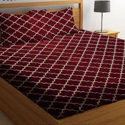 250 TC Cotton Double Geometric Fitted (Elastic) Bedsheet-picture-18