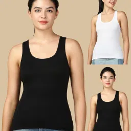Women Black, White, Black Tank Top/Vest-image-69