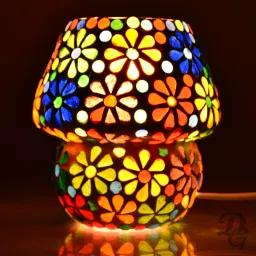 Decorative Mosaic Glass Table Lamp (Multicolor) 13cm Night Lamp-14