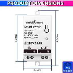 amiciSmart WIFI Switch, 10A Smart Timer Switch Compatible with Alexa, Google Assistance Smart Switch image 5