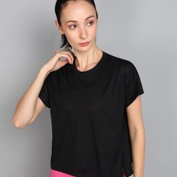 adidas Women Self Design Round Neck Polyester Black T-Shirt-picture-15