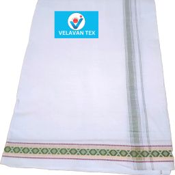 Velavan Tex 2'Meter White Color Cotton Dhoti with Diamond Design Border Woven Men Dhoti-image-72