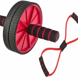 Ab Exerciser Combo Ab Wheel/Roller with Resistance Tube Fitness Accessory Kit Kit-image-57