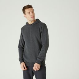 Men Sweatshirt With Hood Fleece 100 For Gym-Carbon Grey-image-4