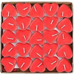 25 pcs Red Colour Floating Wax Romantic Heart Shape Tealight Smokeless Candles for Home Décor,Valentine, Diwali Decoration Candle-image-63