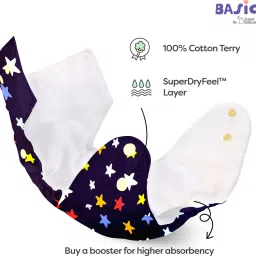 superbottoms basic Pack of 7 BASIC Reusable Cloth Diapers for Babies | Adjustable & Washable |3M-3Y image 3