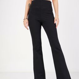 sassafras Women Slim Fit Black Viscose Rayon Trousers-picture-40