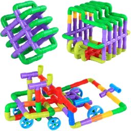 Plastic Non Toxic Pipe Building Puzzle 90 Pcs-image-11