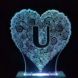 ALPHABET U Acrylic 3D Illusion RGB 7 Auto Colour Changing LED Plug and Play Table Lamp-10
