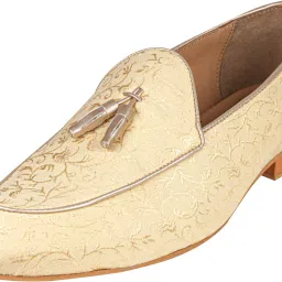 Tanny Shoes Fabric Material Gold Floral Printed Slip On Jutis Loafers For Men-picture-17