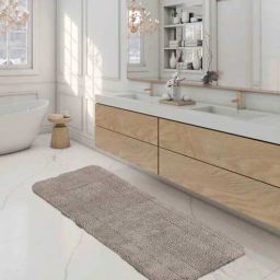 Taupe Solid 100% Polyester 59x23.6 Inches AntiSkid Bath Mat by Obsessions-picture-26